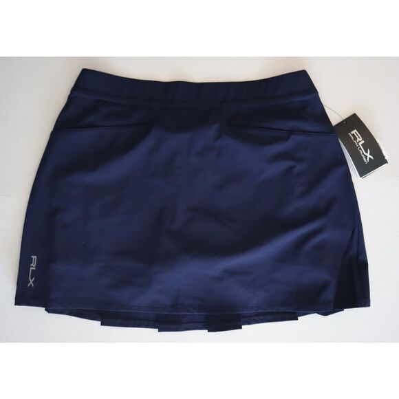 RLX Ralph Lauren Women Sz M Navy Pickleball Tennis Golf Pleated Back Skort - Picture 1 of 11